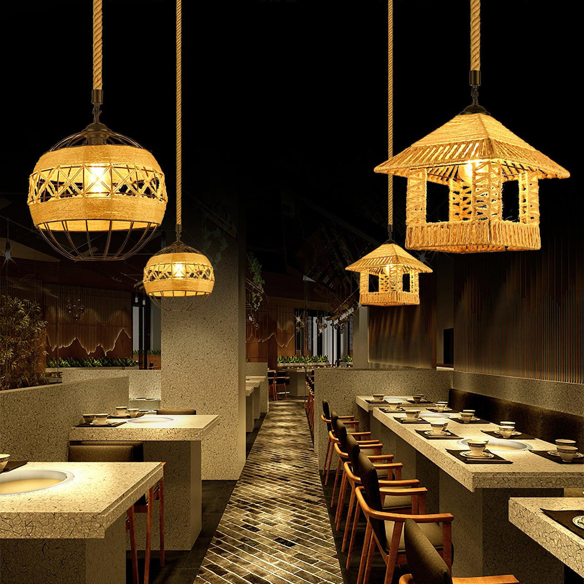 Yavmis Retro Hemp Rope Exquisite Pendant Light
