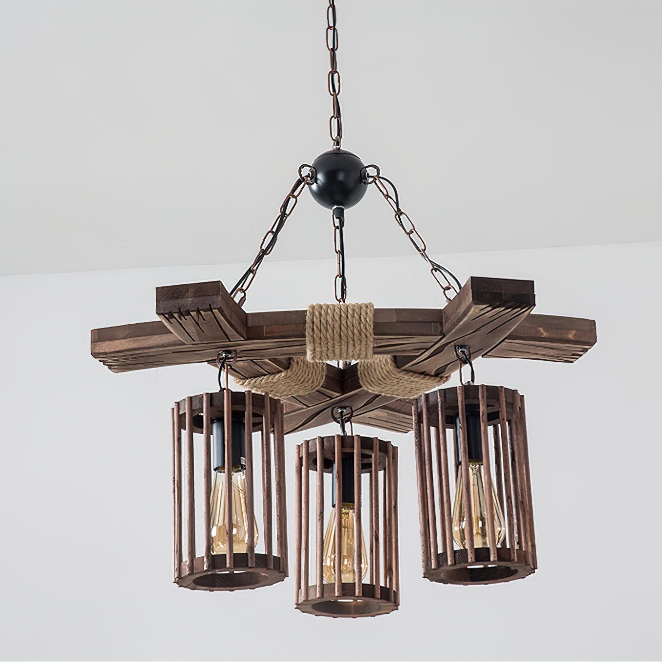 Lustra Chandelier Retro Solid Wood Industrial - Neutral Decor
