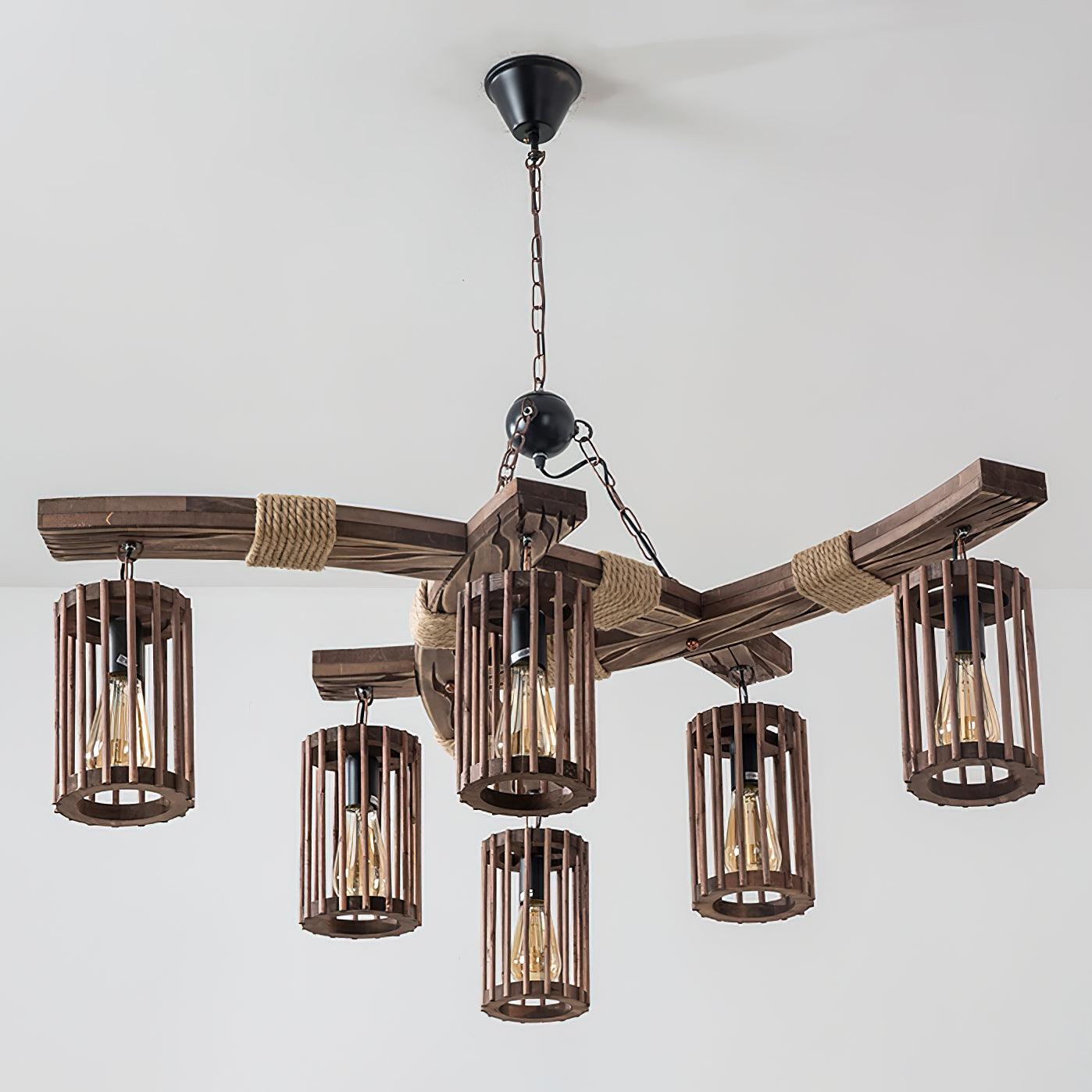 Lustra Chandelier Retro Solid Wood Industrial - Neutral Decor