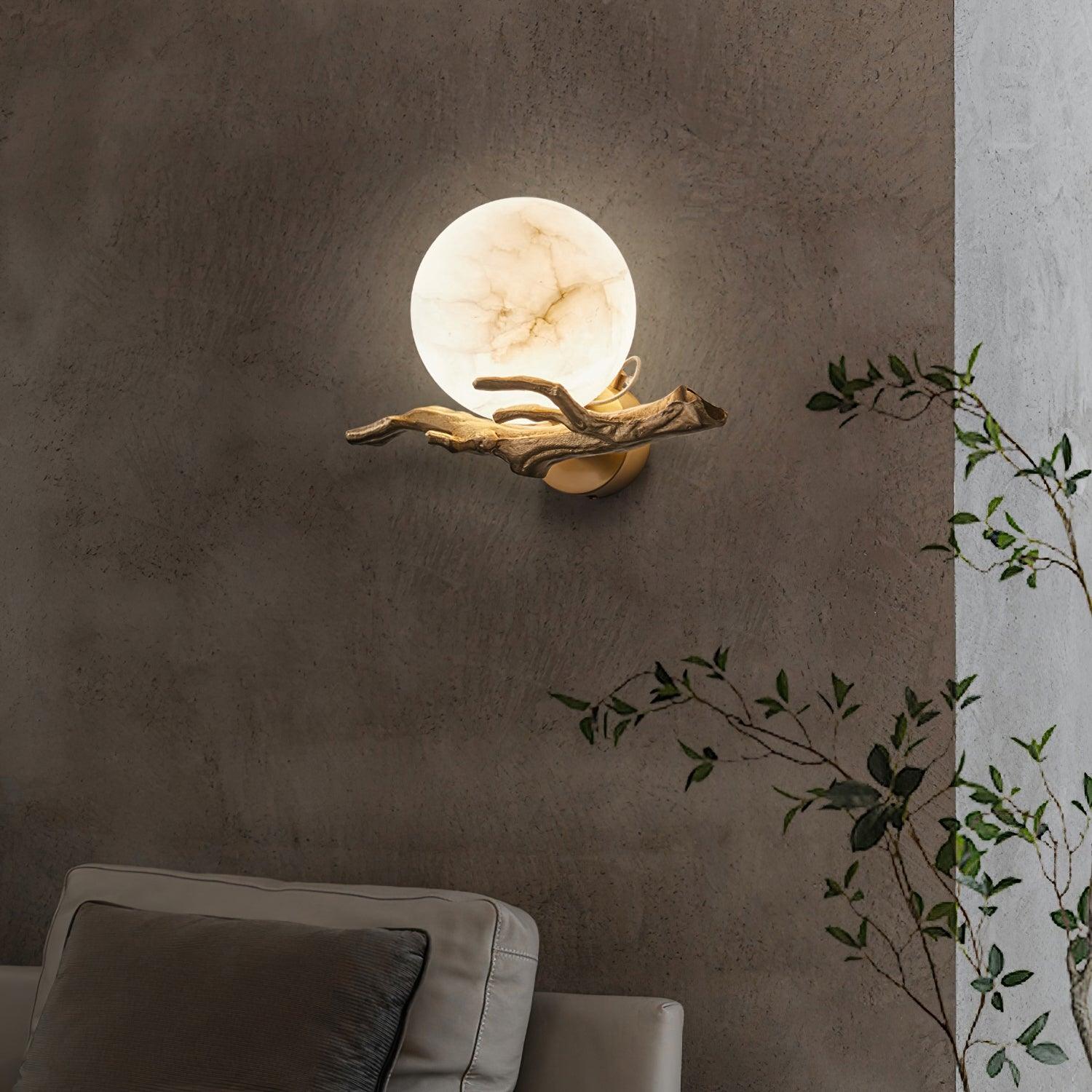 Erixa Retro Twigs Brass Marble Wall Lamp