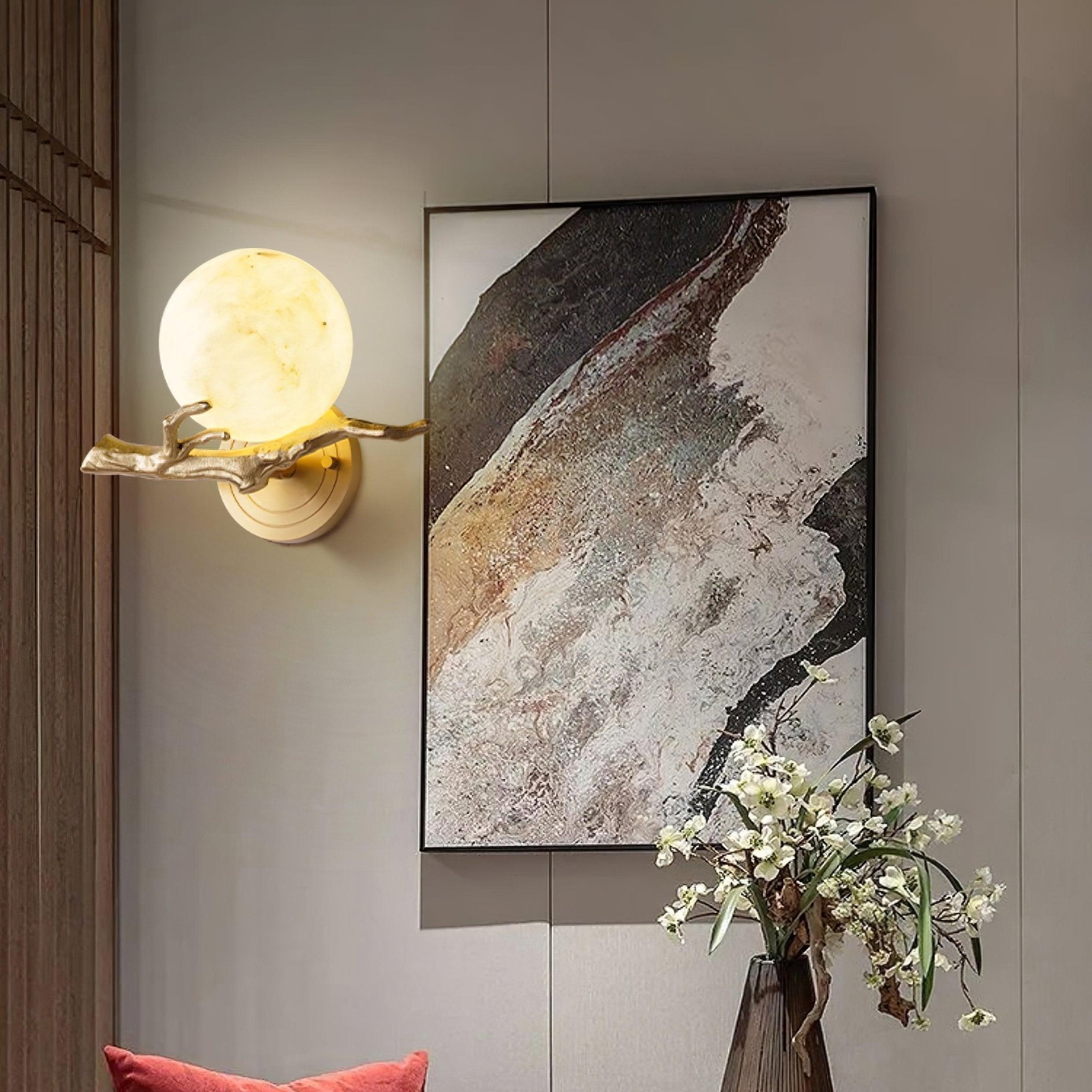 Erixa Retro Twigs Brass Marble Wall Lamp