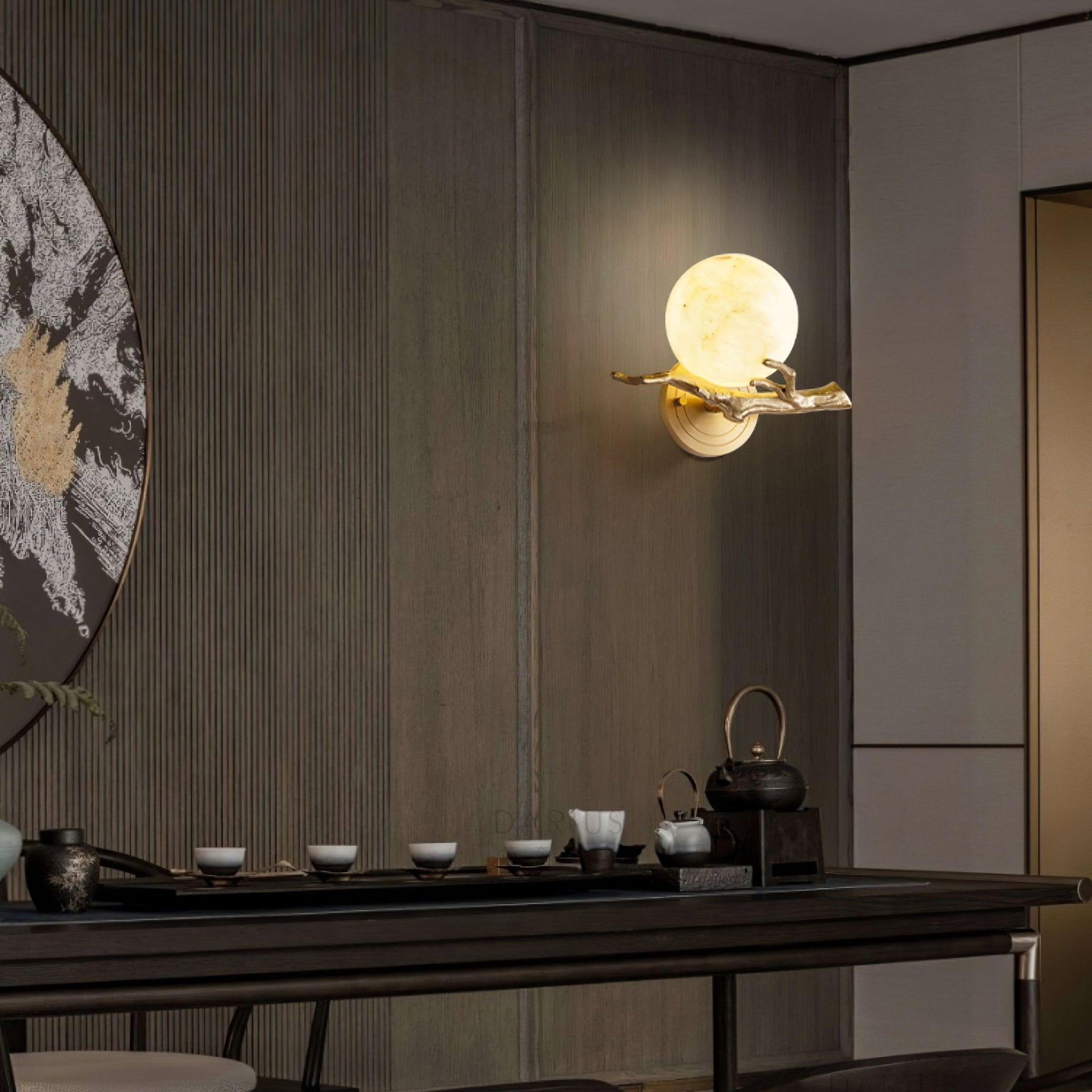 Erixa Retro Twigs Brass Marble Wall Lamp