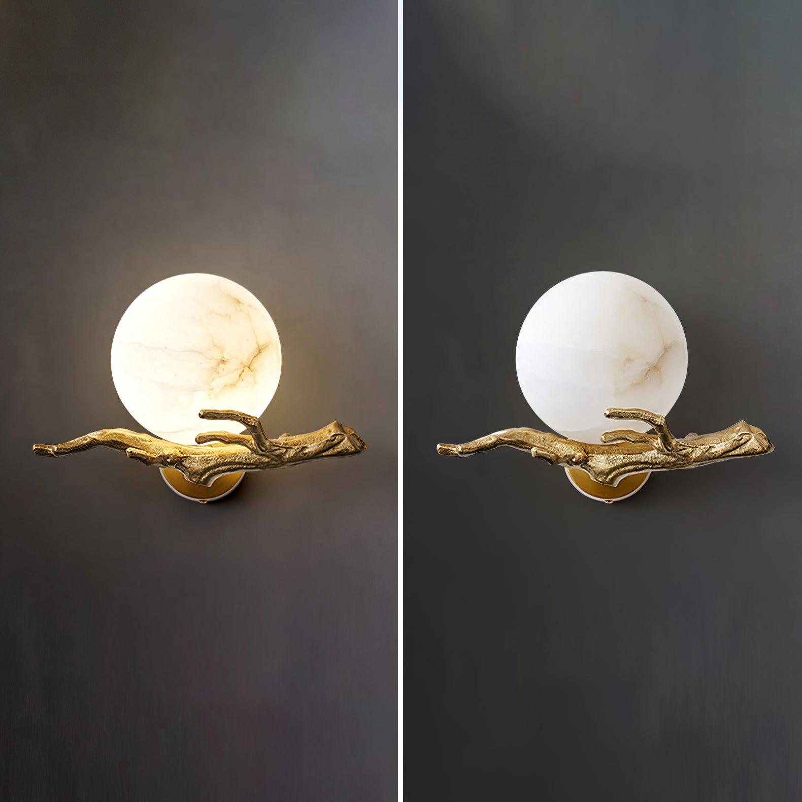 Erixa Retro Twigs Brass Marble Wall Lamp