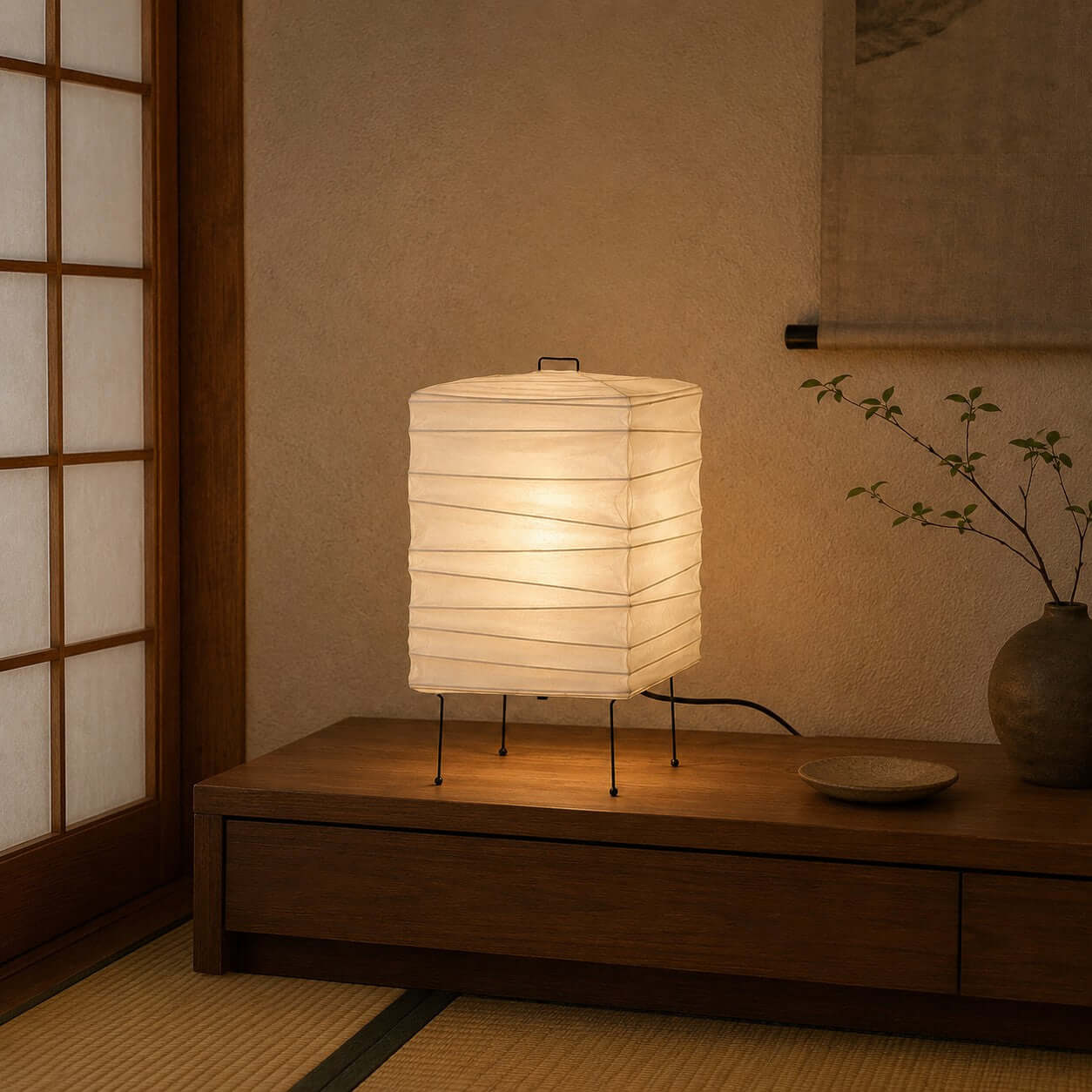 Ribbed Paper Lantern Table Lamp