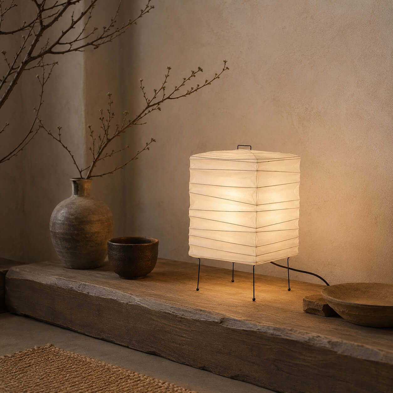 Ribbed Paper Lantern Table Lamp