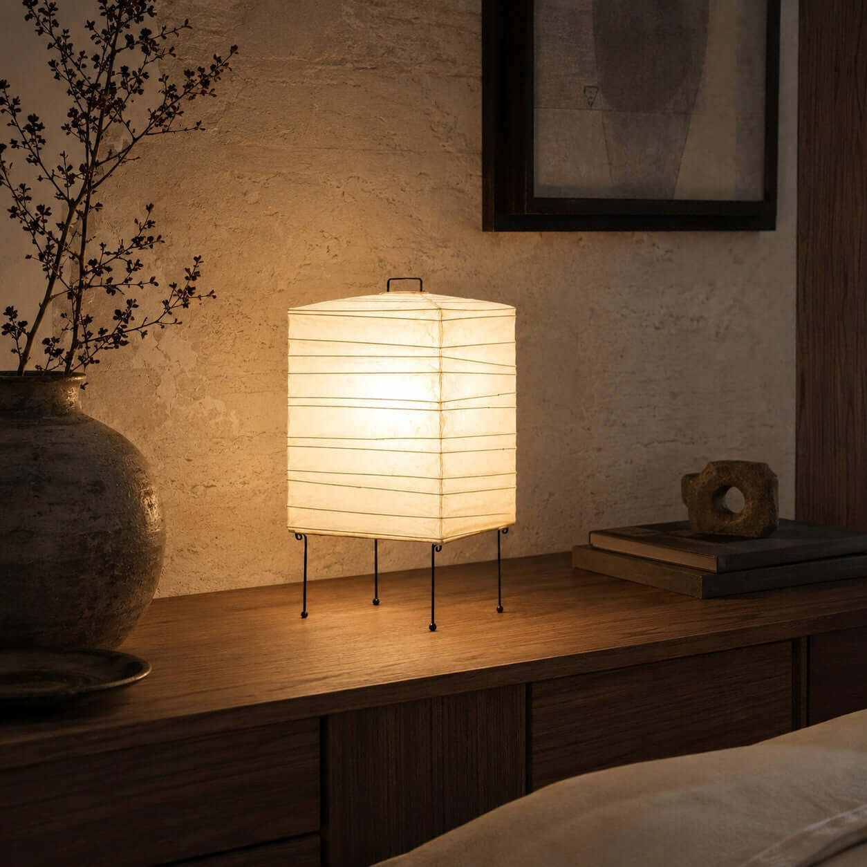 Ribbed Paper Lantern Table Lamp