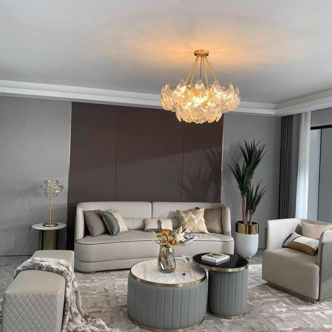 Veluaya Ceiling Light Ribbed Shell Glass Gold