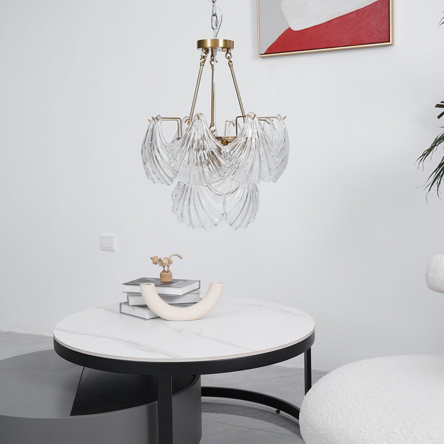 Veluaya Ceiling Light Ribbed Shell Glass Gold