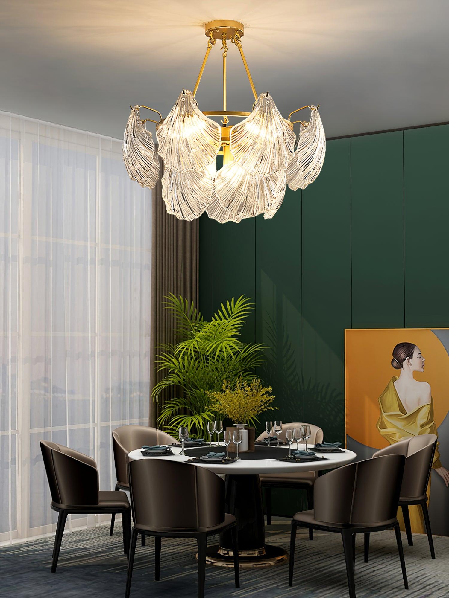 Veluaya Ceiling Light Ribbed Shell Glass Gold
