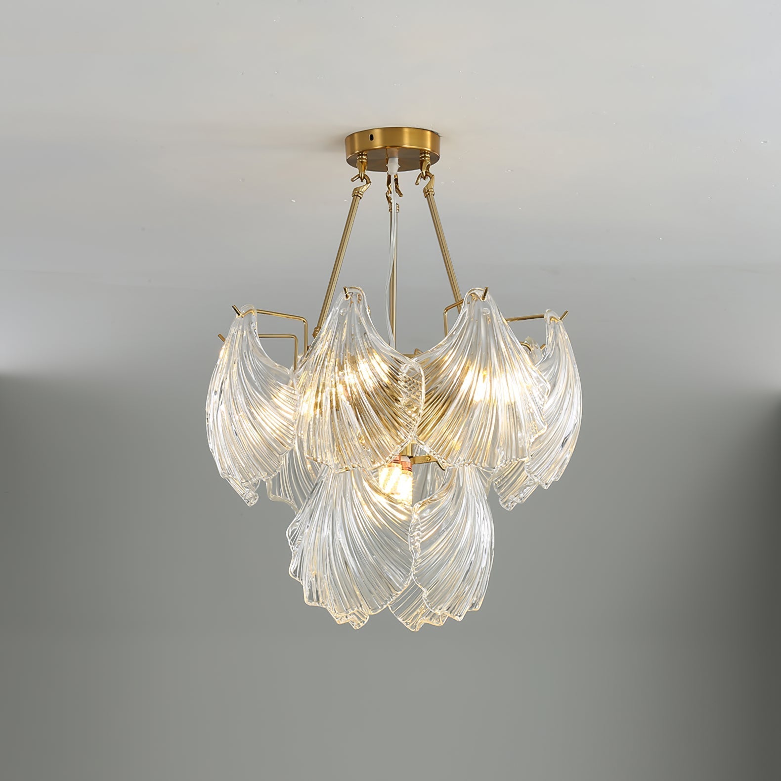 Veluaya Ceiling Light Ribbed Shell Glass Gold