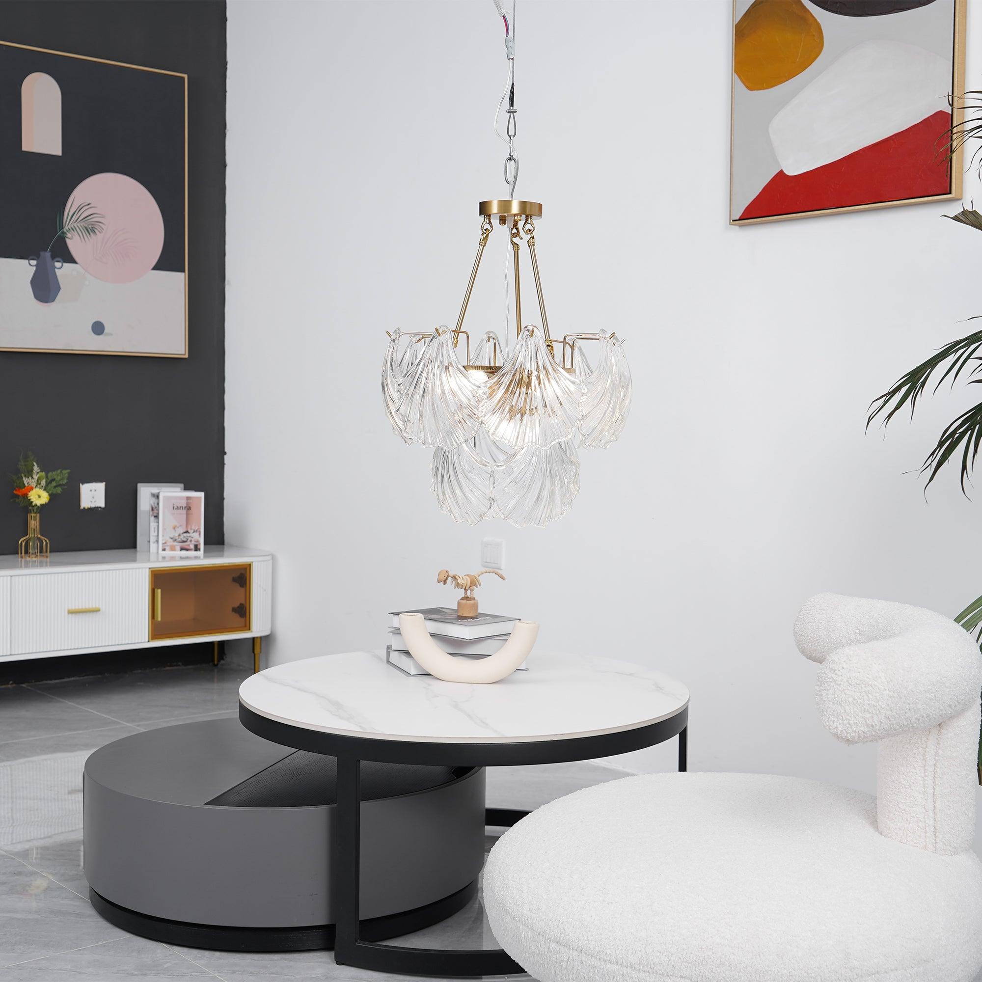 Veluaya Ceiling Light Ribbed Shell Glass Gold
