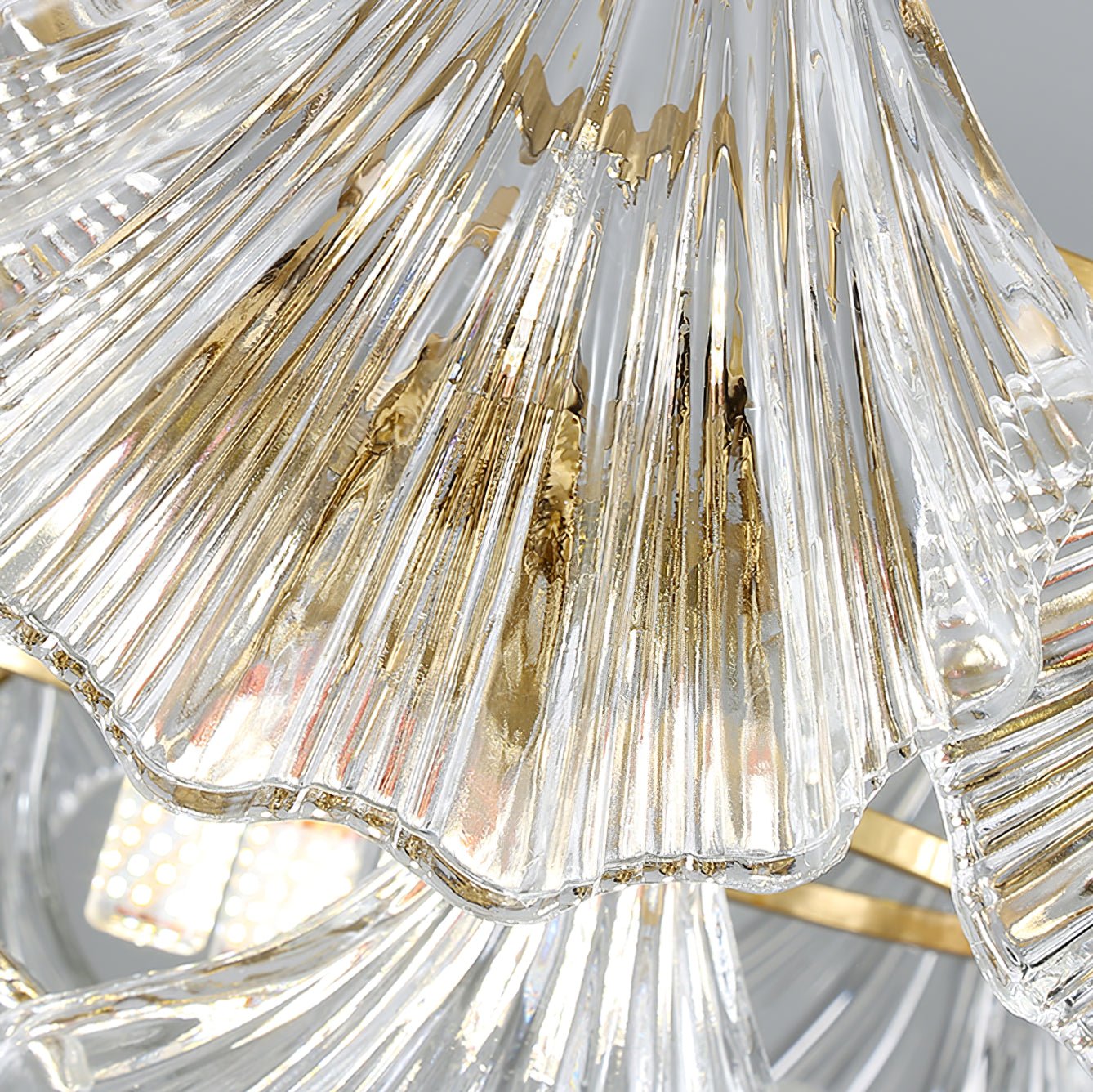 Veluaya Ceiling Light Ribbed Shell Glass Gold