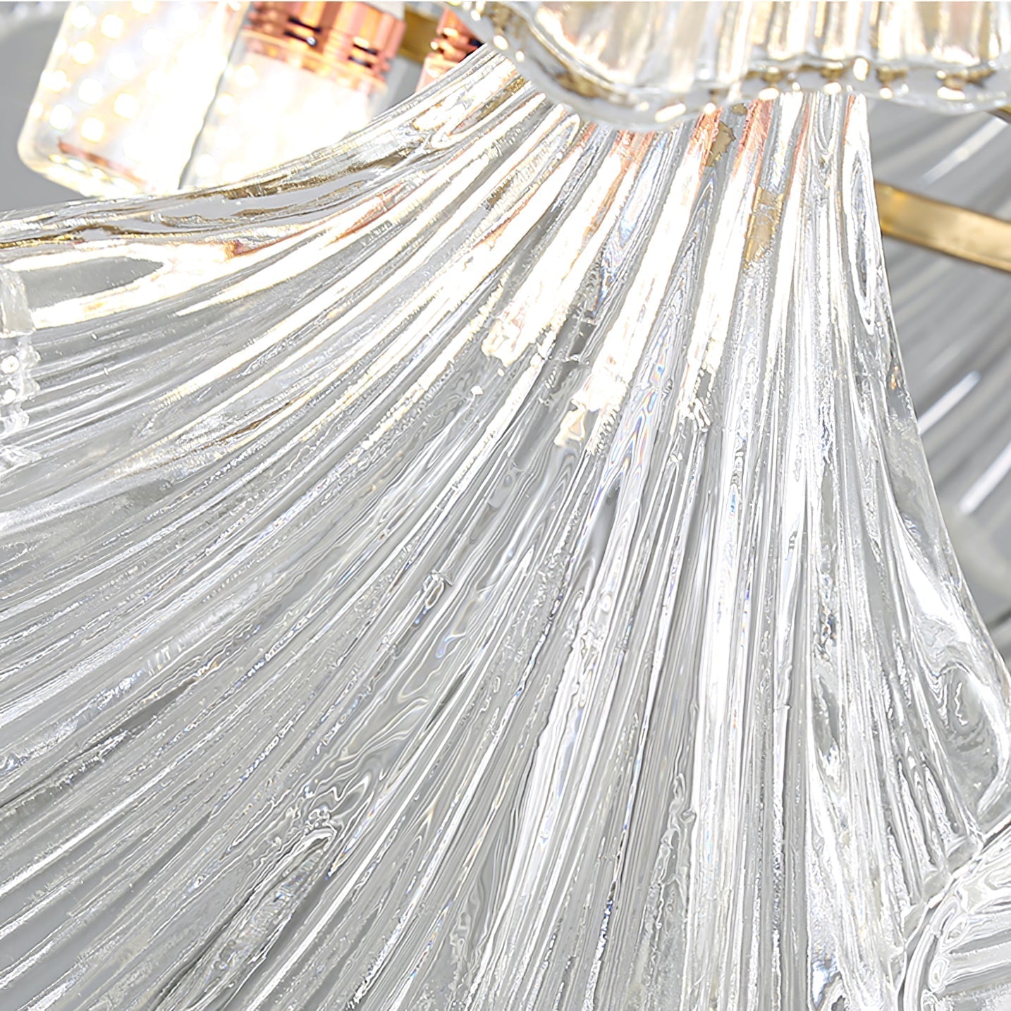 Veluaya Ceiling Light Ribbed Shell Glass Gold