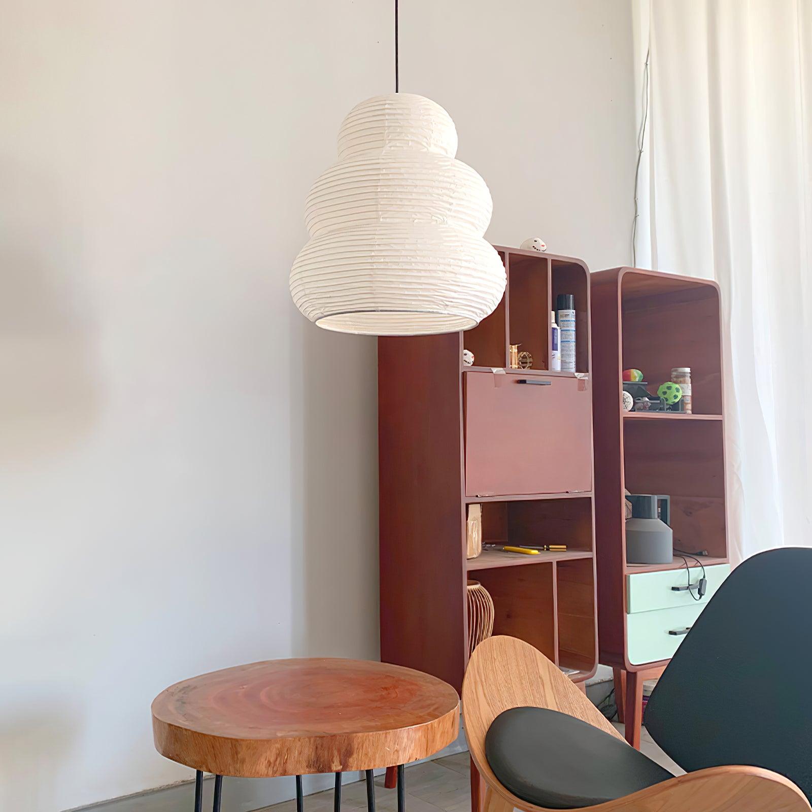 Solara Pendant Lamp Washi Paper Tiered Lantern Japanese Living Room