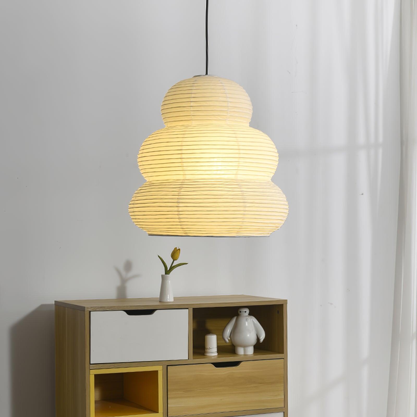 Solara Pendant Lamp Washi Paper Tiered Lantern Japanese Living Room