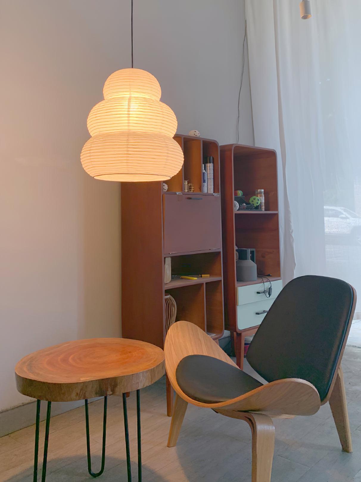 Solara Pendant Lamp Washi Paper Tiered Lantern Japanese Living Room