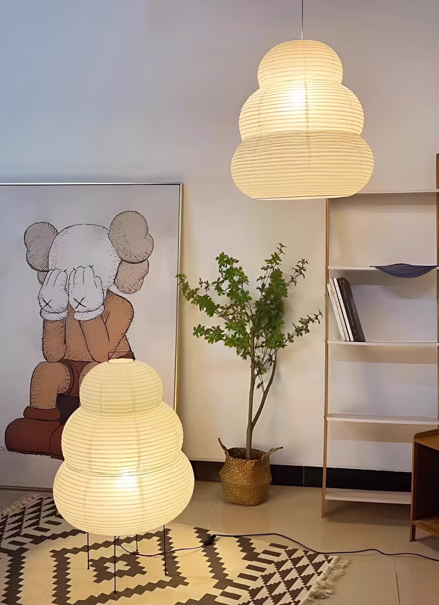 Solara Pendant Lamp Washi Paper Tiered Lantern Japanese Living Room