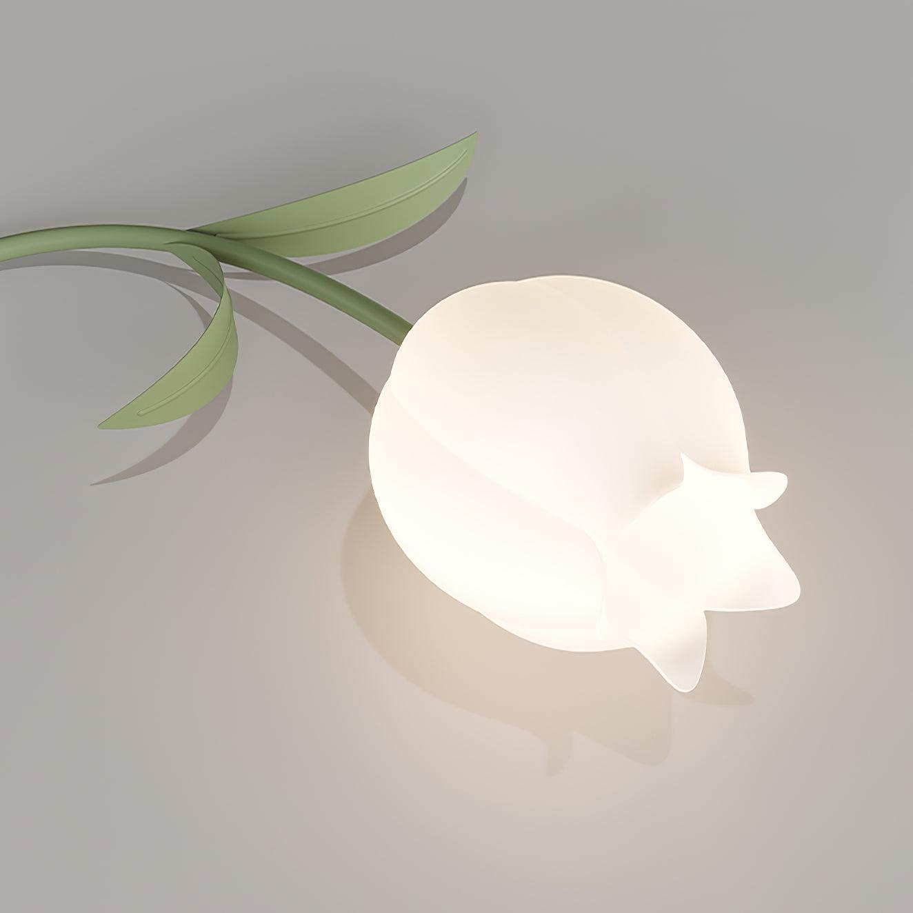 Ivory Ceiling Light Lily Flower Blossom Green Base
