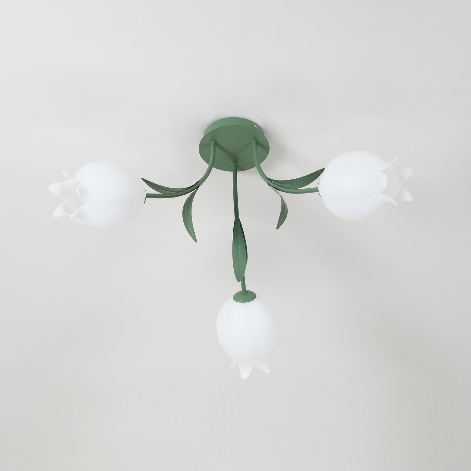 Ivory Ceiling Light Lily Flower Blossom Green Base