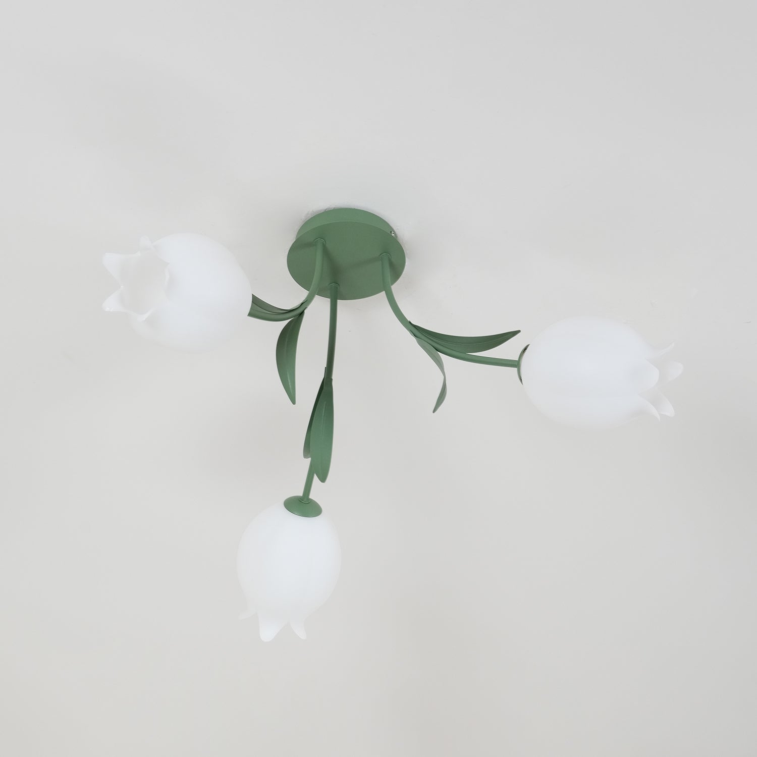 Ivory Ceiling Light Lily Flower Blossom Green Base