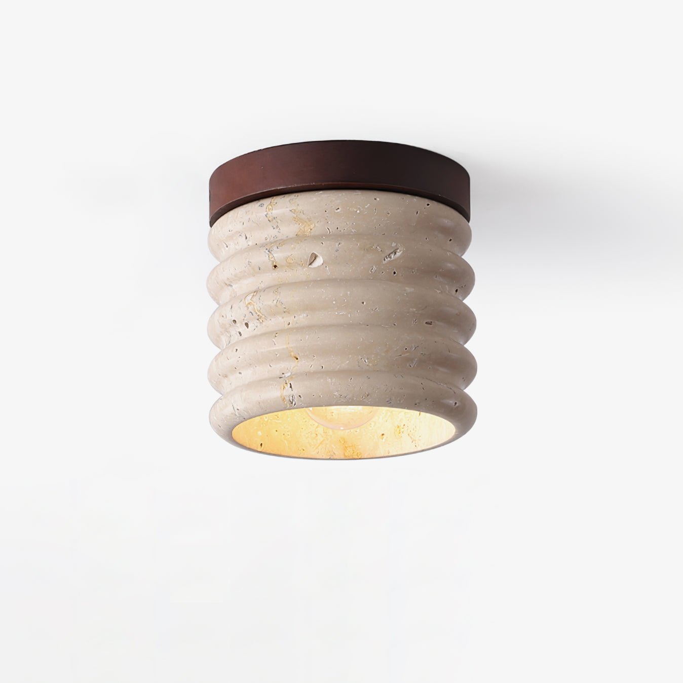 Vomaran Fluted Cylinder Travertine Ceiling Light