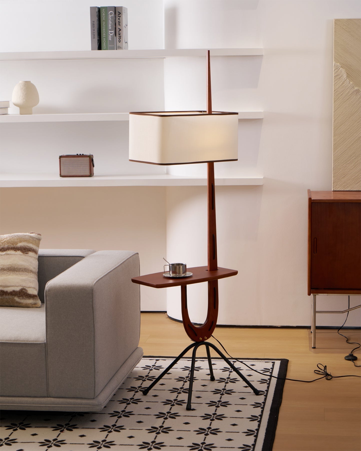 Vemara Mid Century Wood Floor Lamp