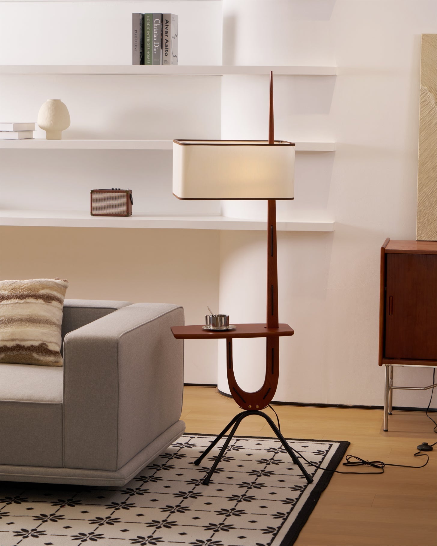 Vemara Mid Century Wood Floor Lamp
