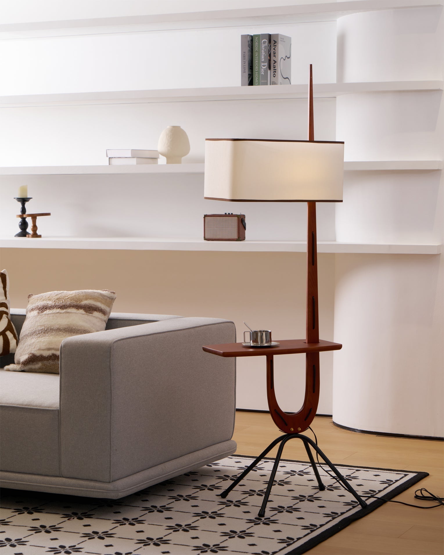 Vemara Mid Century Wood Floor Lamp