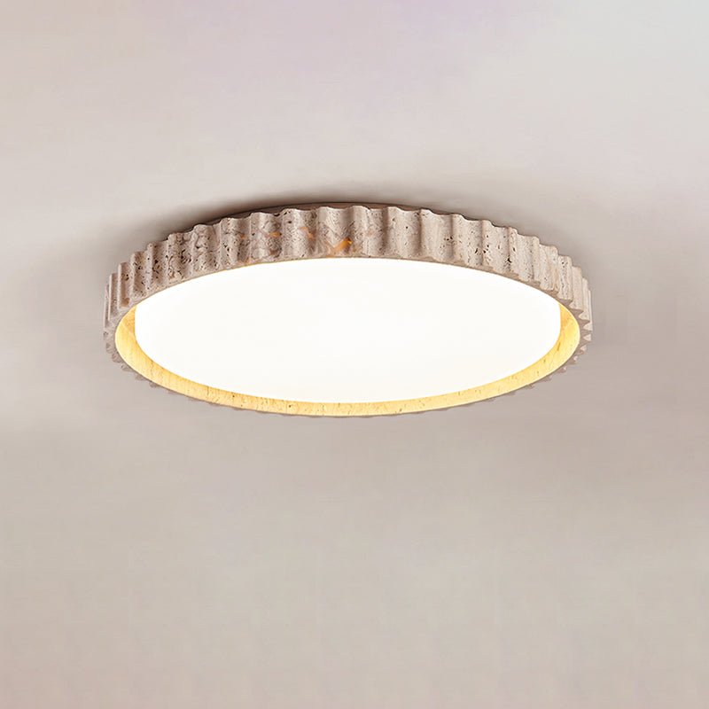 Obsidian Fluted Ring Travertine Ceiling Light