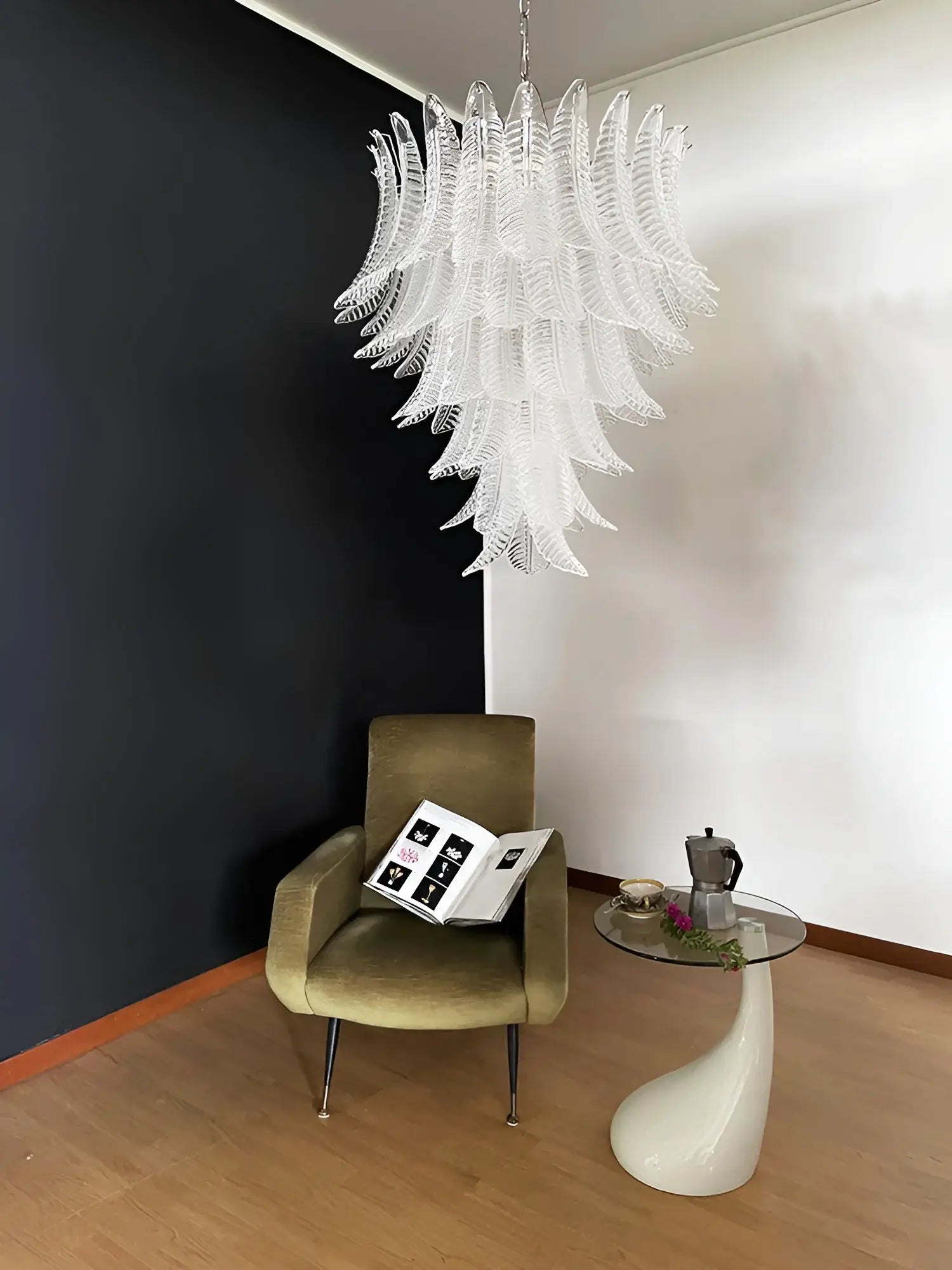 Eirineon Chandelier Clear Glass Leaf Cascading Elegant