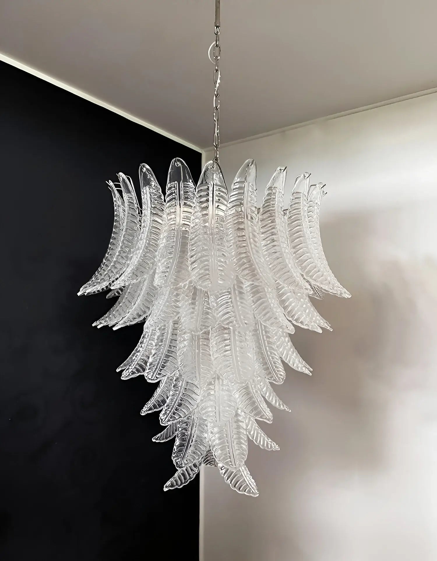 Eirineon Chandelier Clear Glass Leaf Cascading Elegant