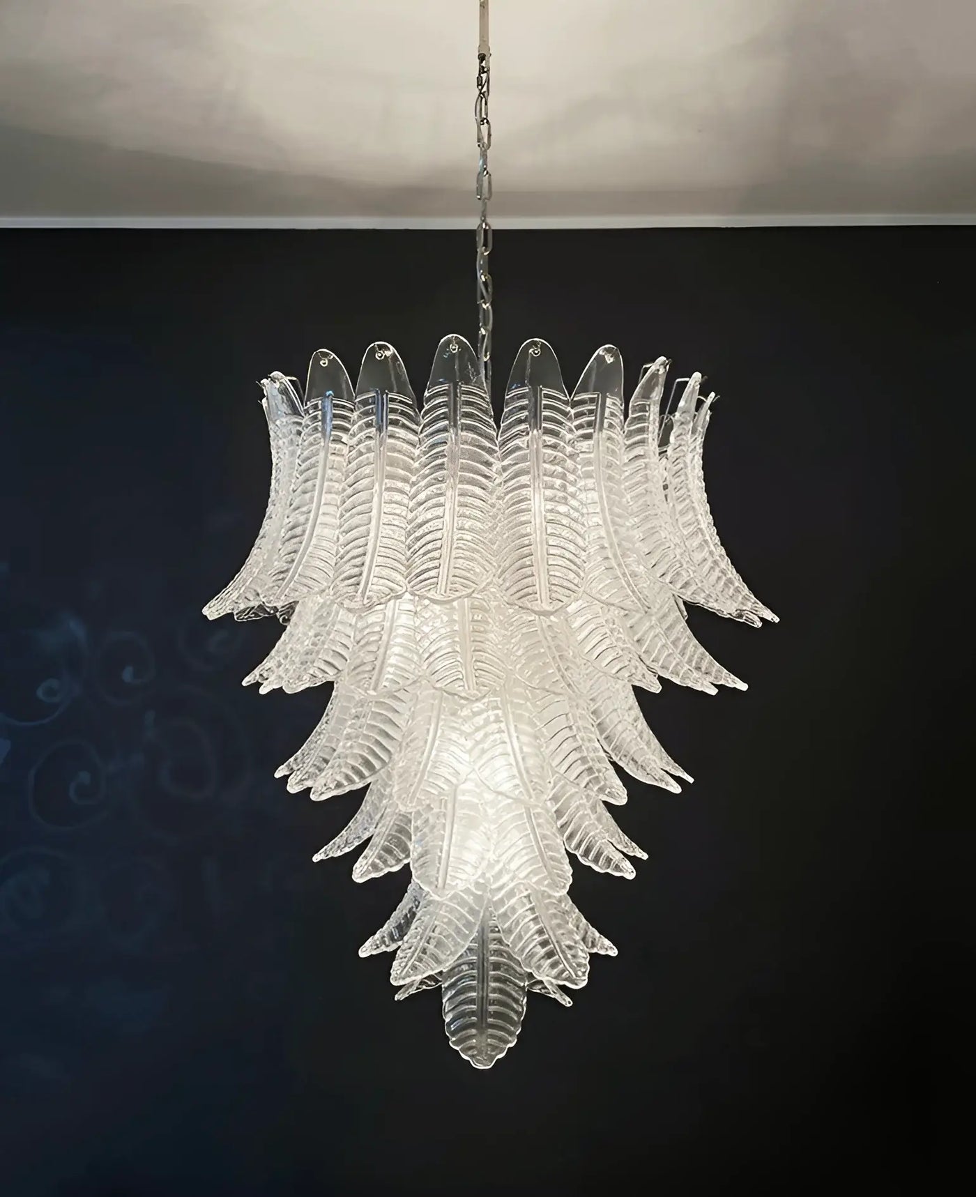 Eirineon Chandelier Clear Glass Leaf Cascading Elegant