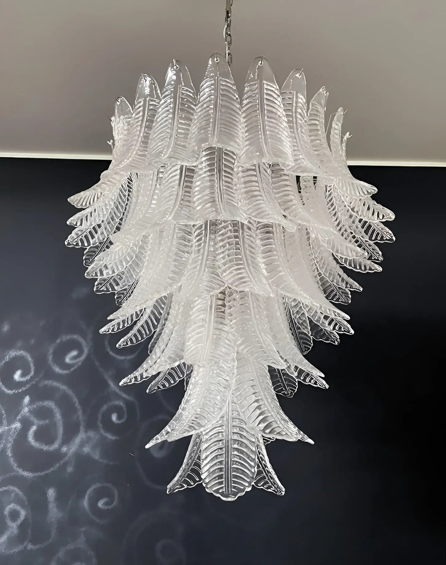 Eirineon Chandelier Clear Glass Leaf Cascading Elegant
