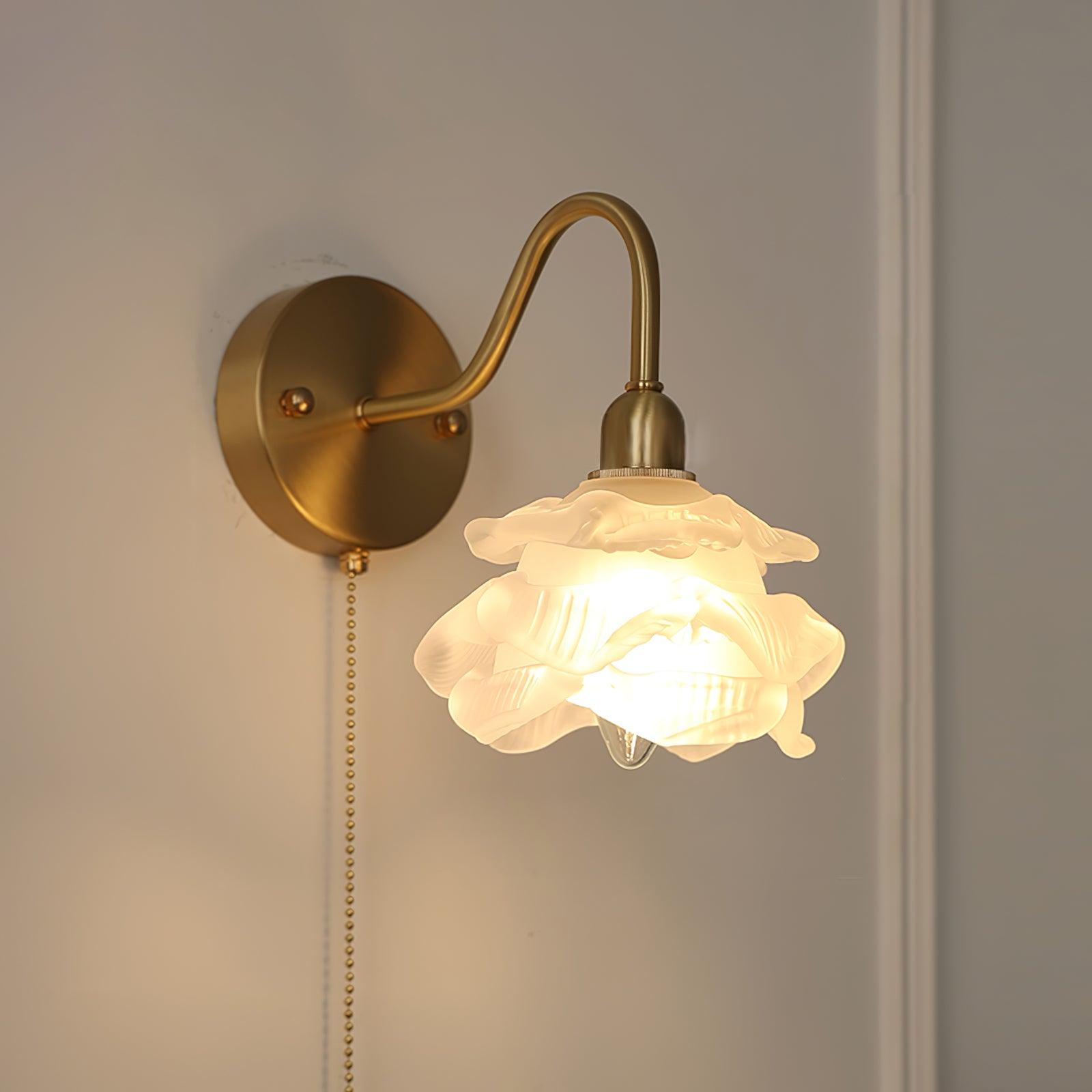 Aneris Nordic Art Rose Brass Glass Wall Light