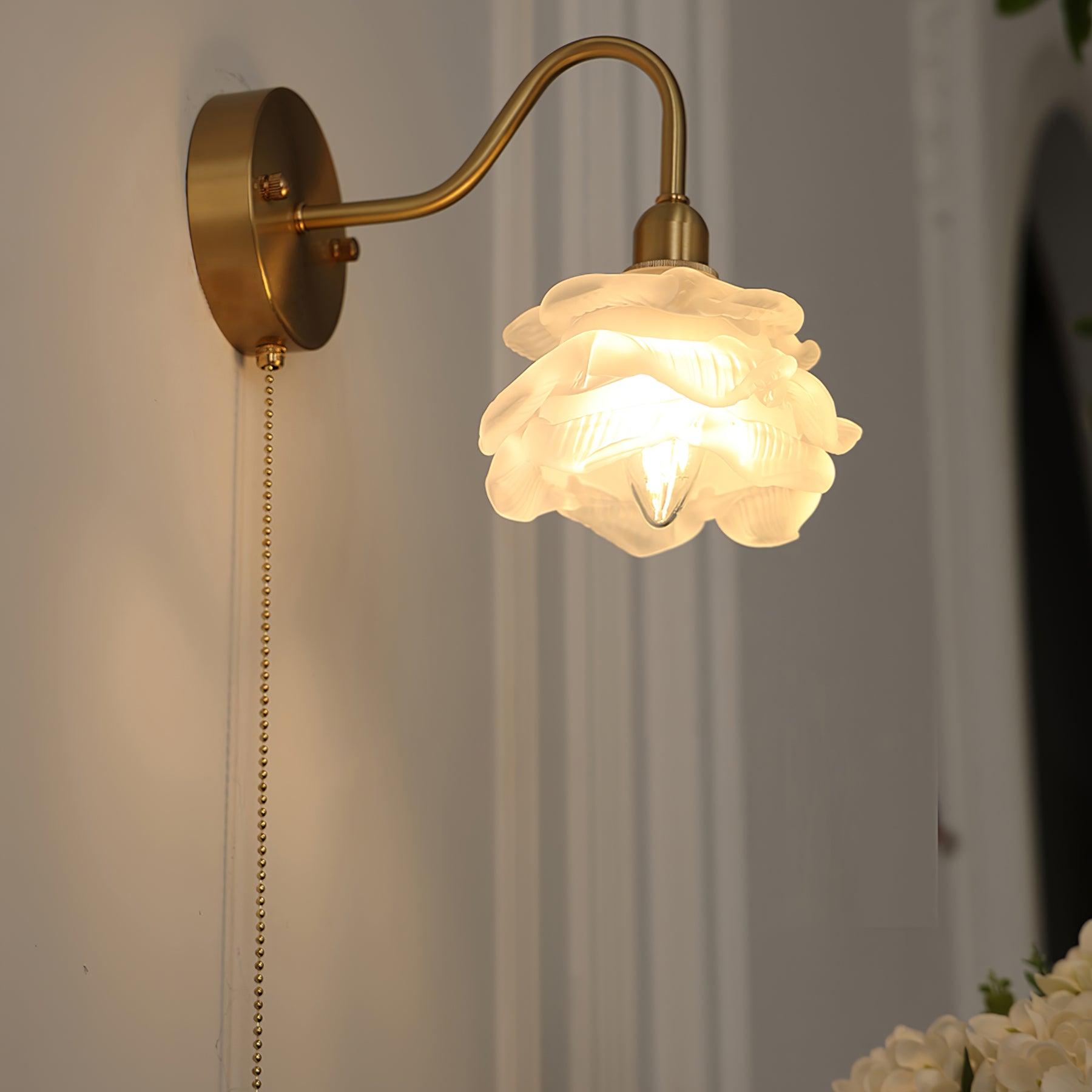 Aneris Nordic Art Rose Brass Glass Wall Light