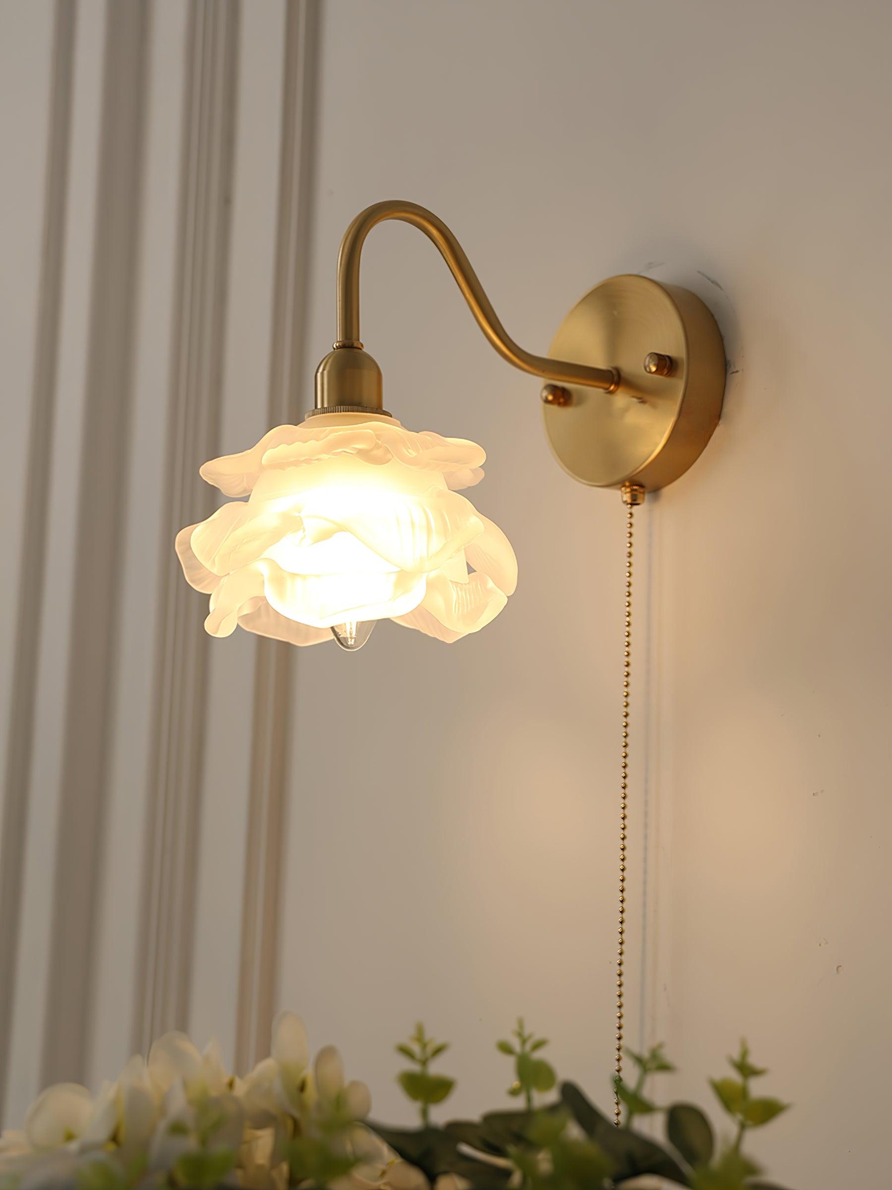 Aneris Nordic Art Rose Brass Glass Wall Light