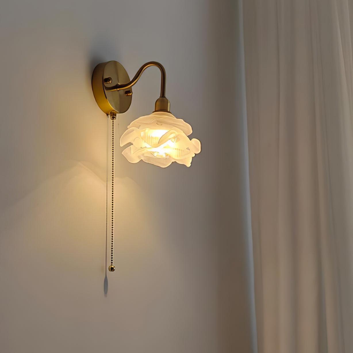 Aneris Nordic Art Rose Brass Glass Wall Light