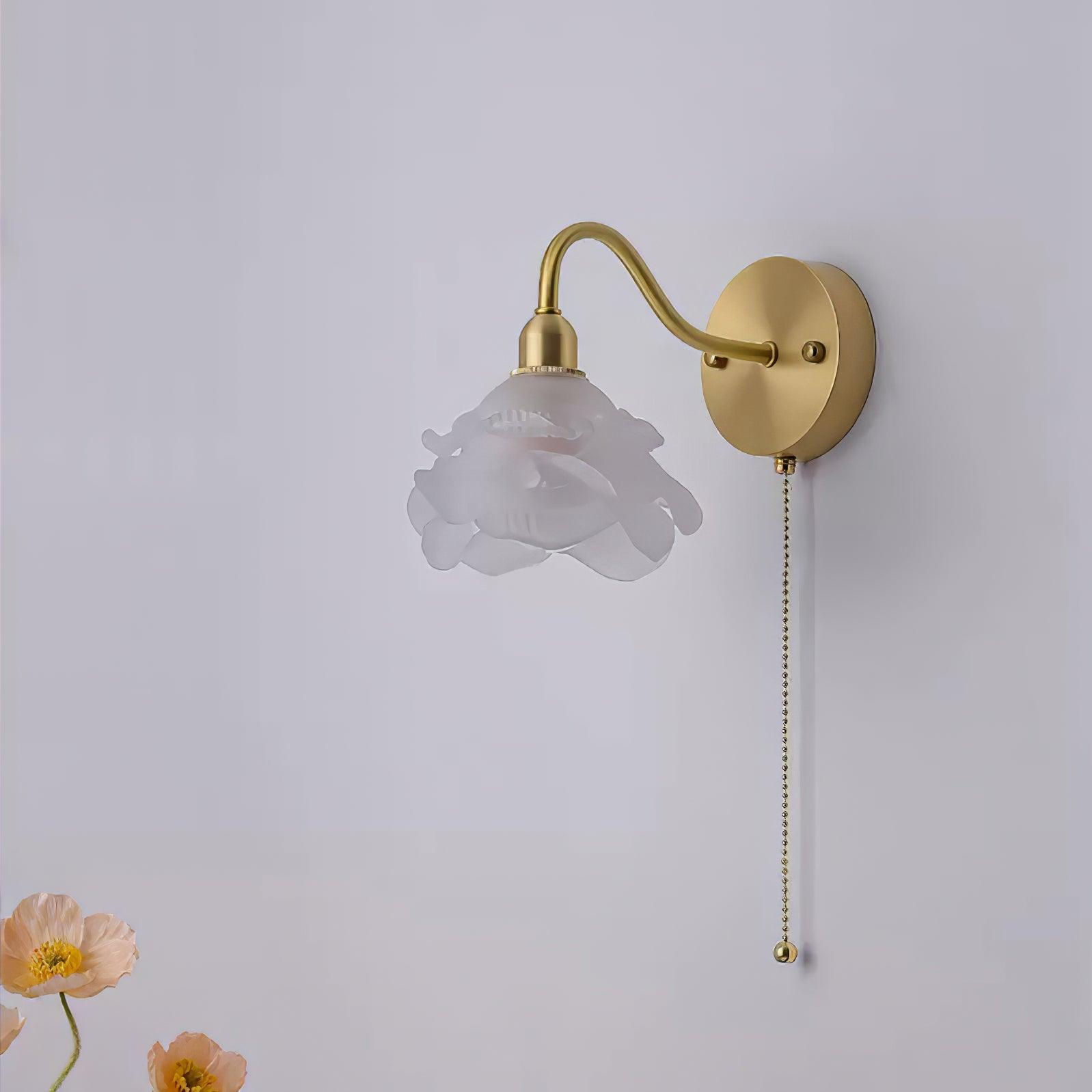 Aneris Nordic Art Rose Brass Glass Wall Light
