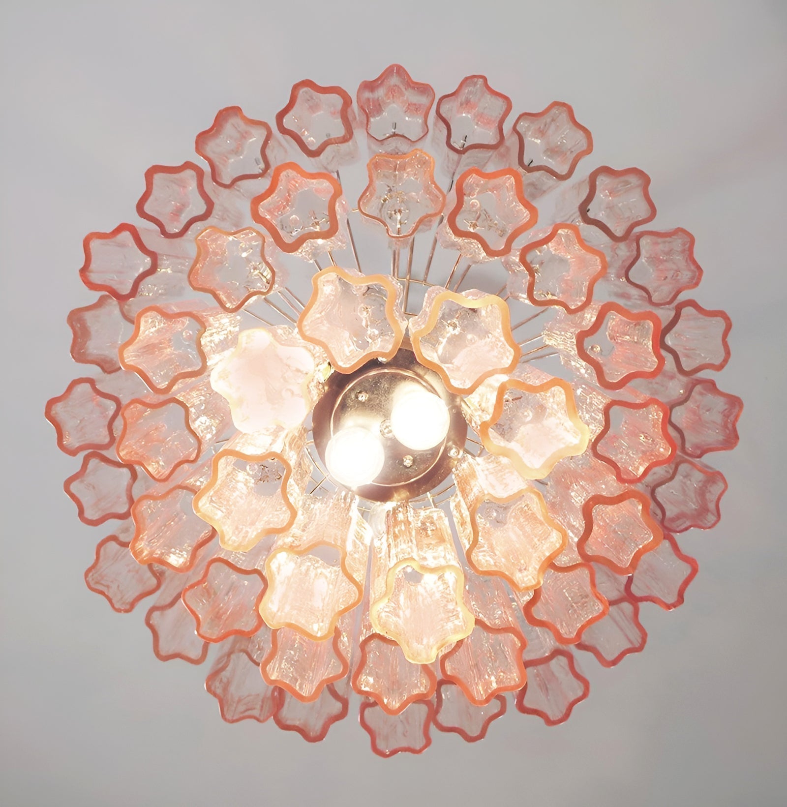 Veloraria Chandelier Pink Glass Tubes Layered Modern