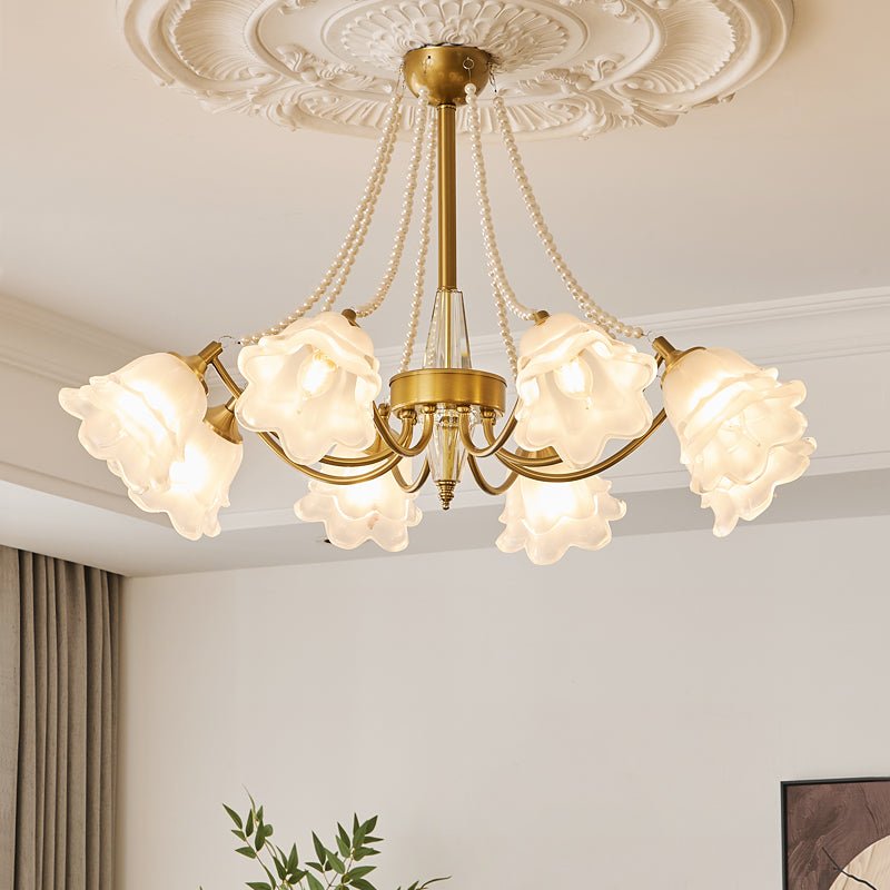 Allirila Traditional Elegance Vintage Bloom Pearls Glass Chandelier