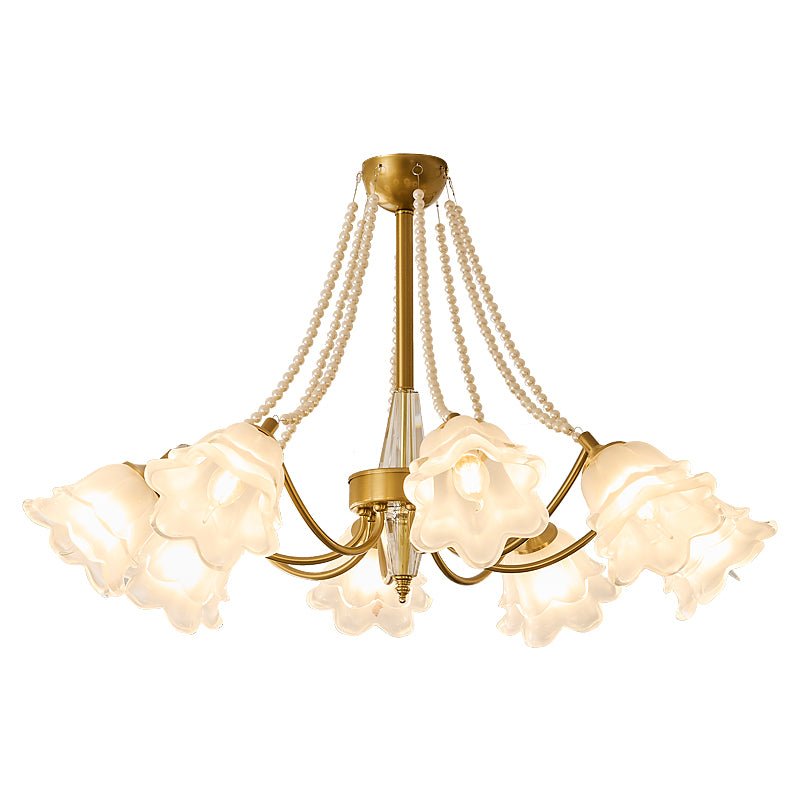 Allirila Traditional Elegance Vintage Bloom Pearls Glass Chandelier