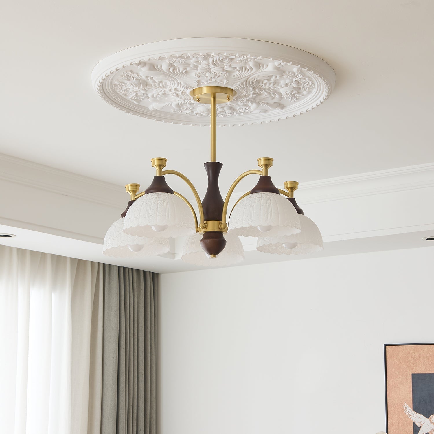 Avvynila Traditional Elegance Vintage Brass Wood Chandelier