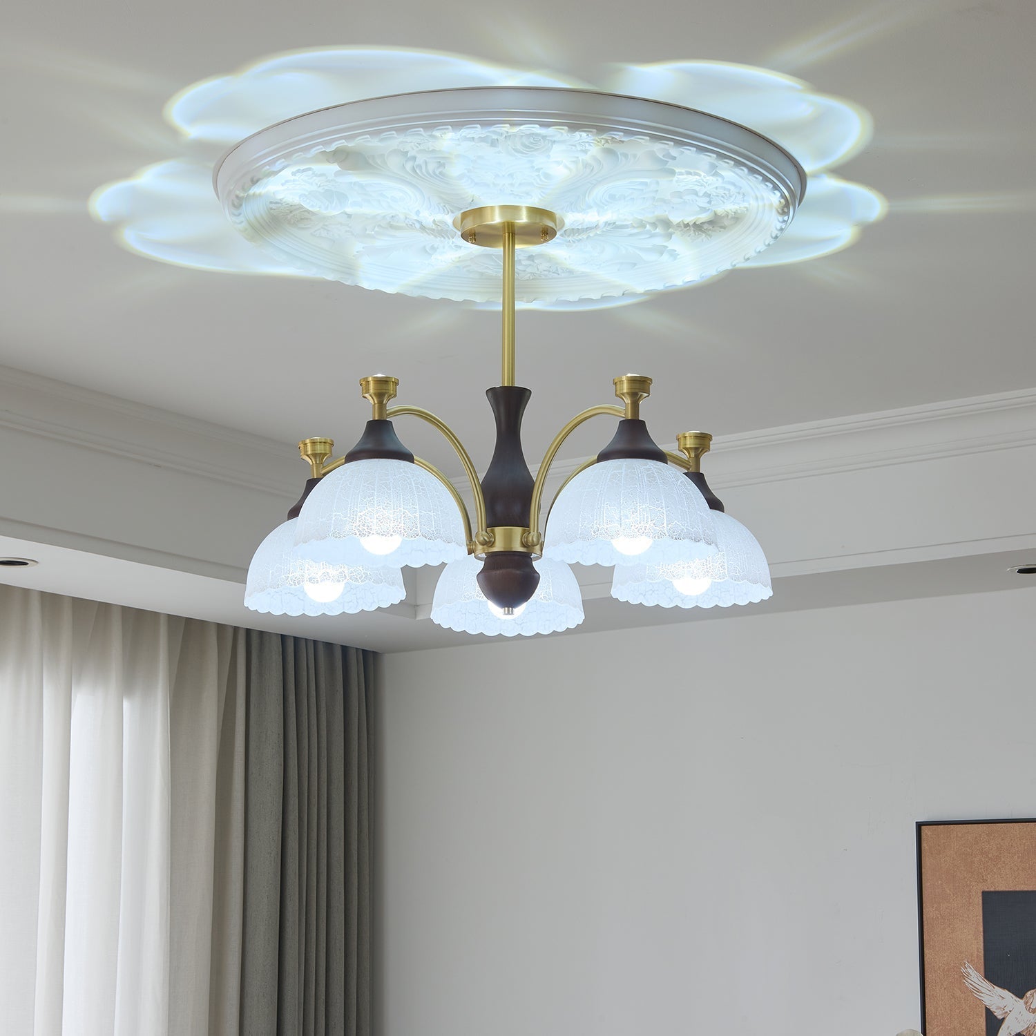 Avvynila Traditional Elegance Vintage Brass Wood Chandelier