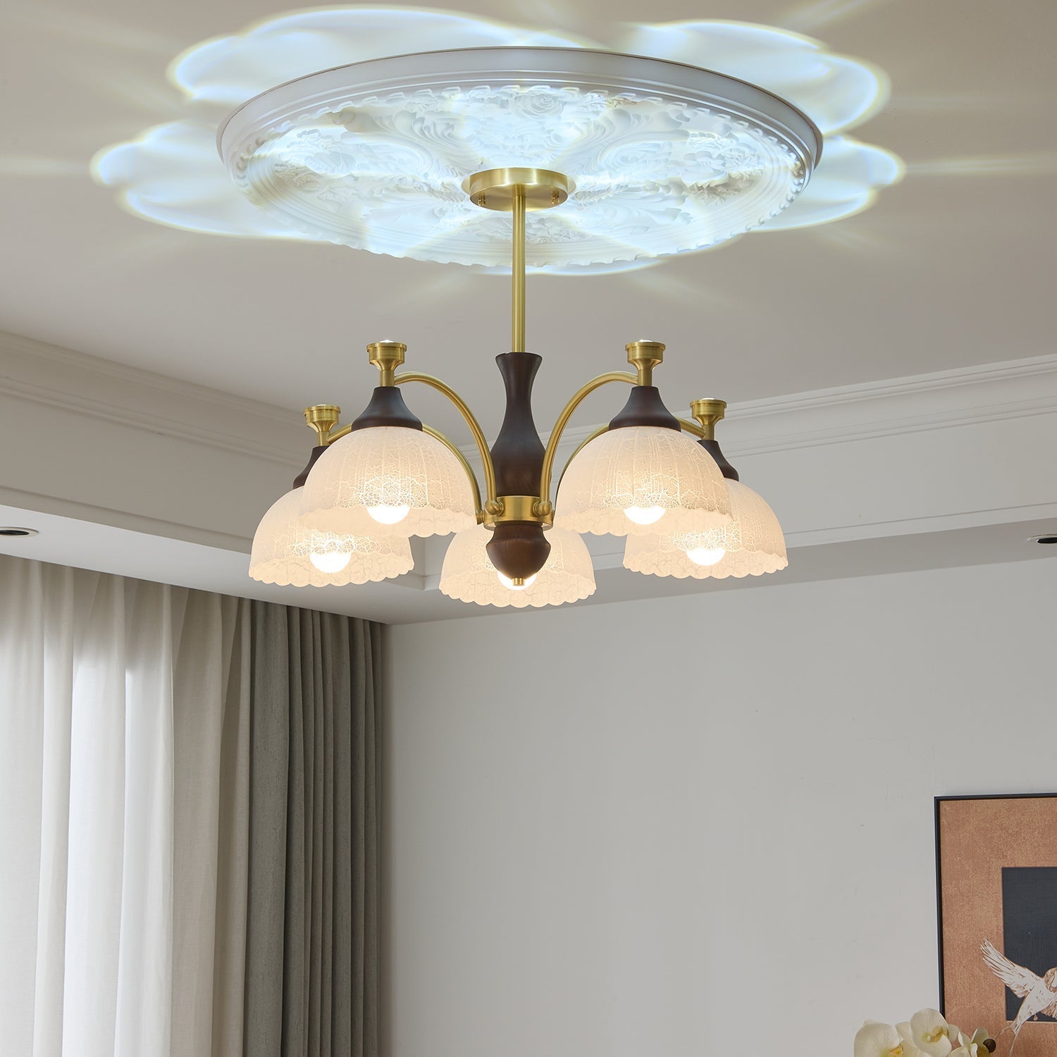Avvynila Traditional Elegance Vintage Brass Wood Chandelier