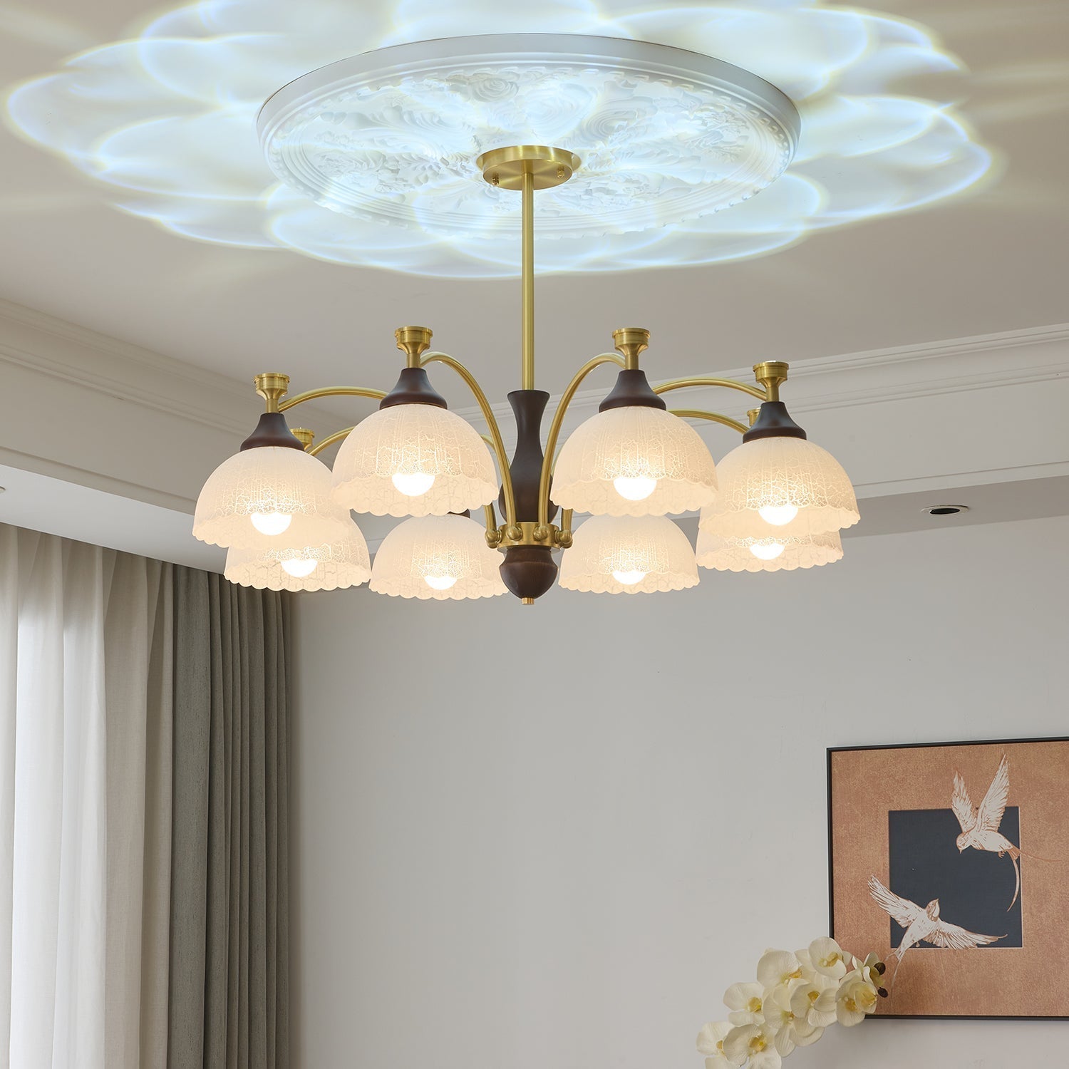 Avvynila Traditional Elegance Vintage Brass Wood Chandelier