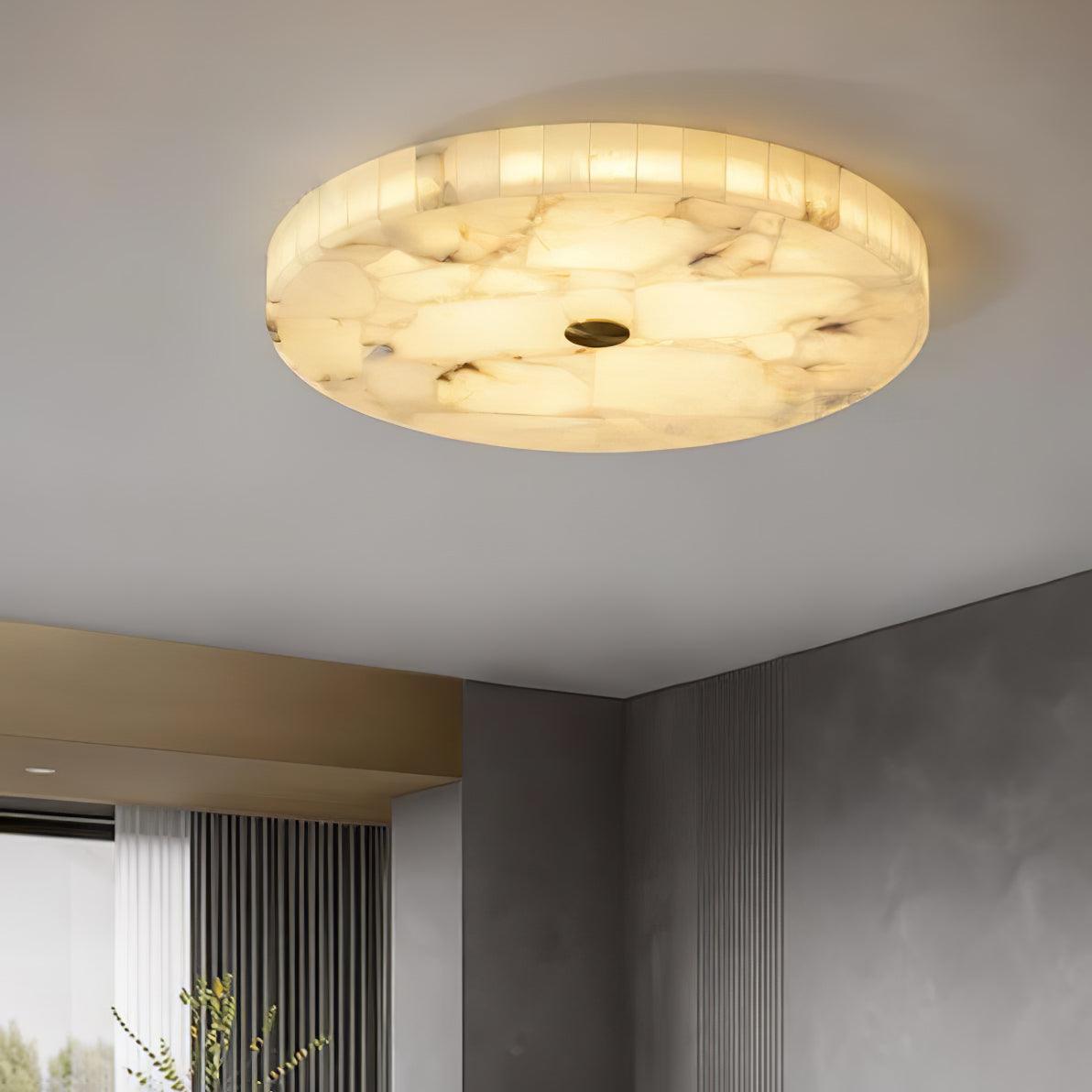 Ciphayra Round Mosaic Alabaster Ceiling Light