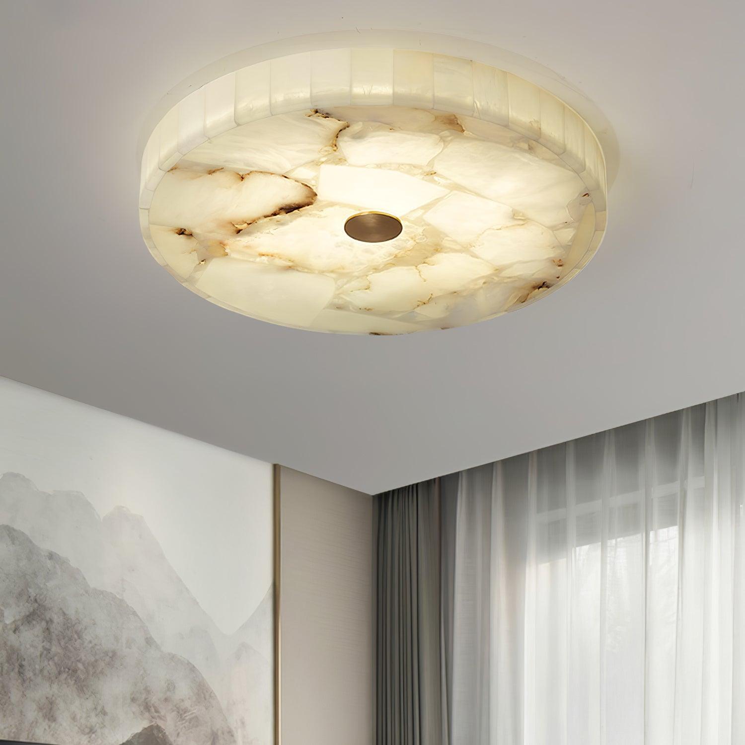 Ciphayra Round Mosaic Alabaster Ceiling Light