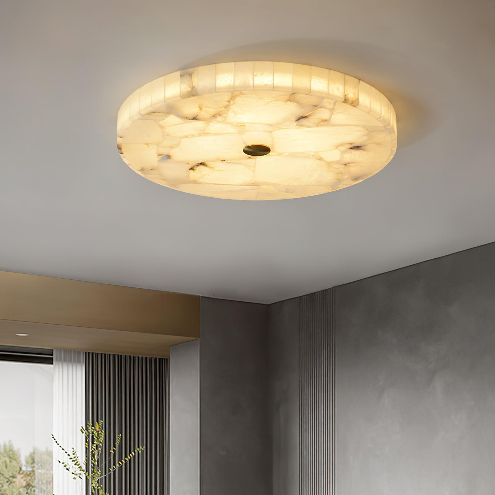 Ciphayra Round Mosaic Alabaster Ceiling Light