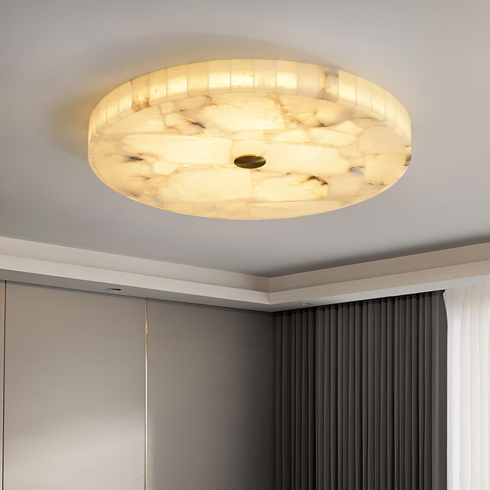 Ciphayra Round Mosaic Alabaster Ceiling Light