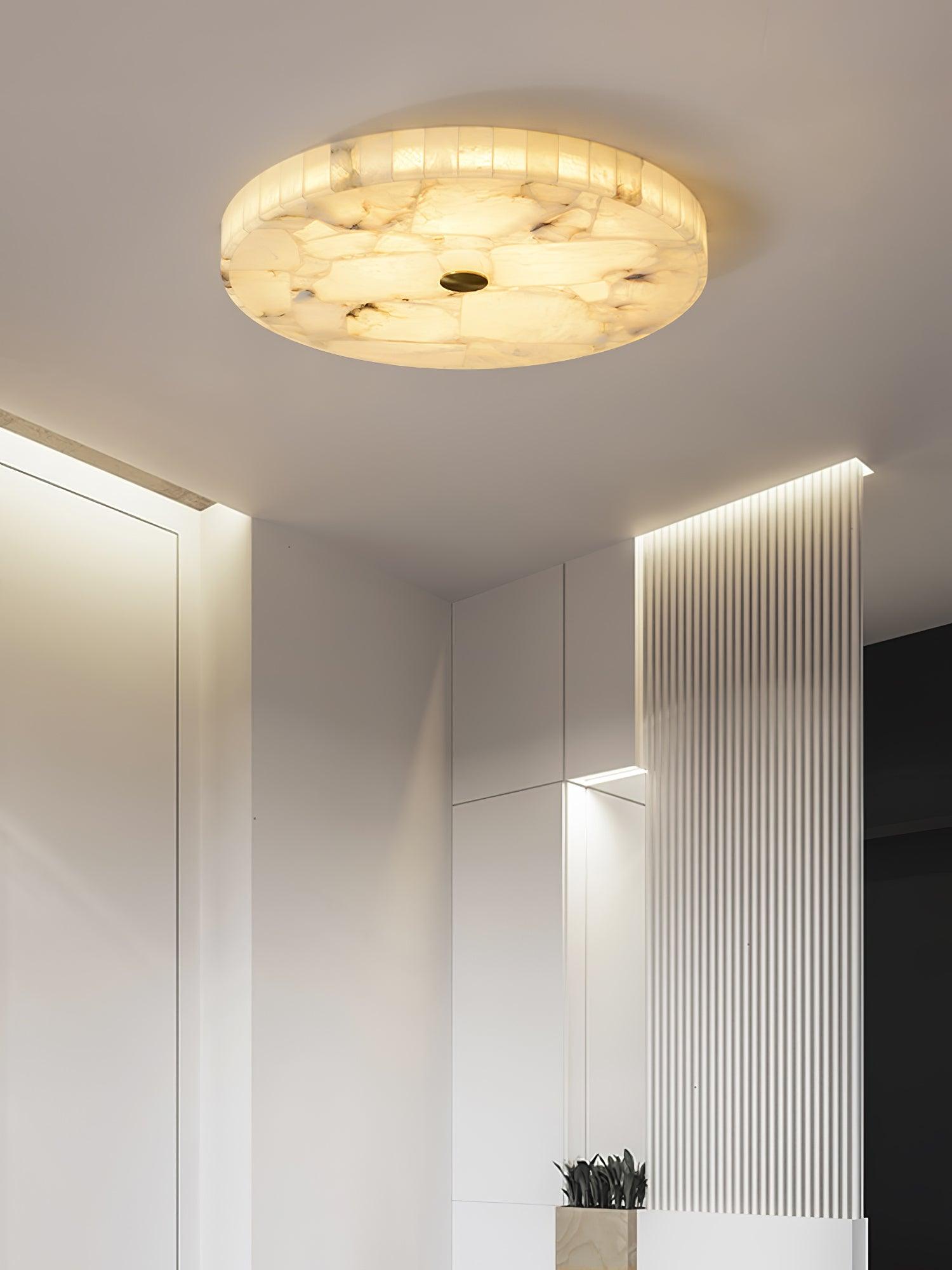 Ciphayra Round Mosaic Alabaster Ceiling Light